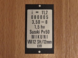 tyyppikilpi - Suzuki PV50 ´1980-1993