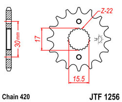 ketjuratas, etu ( JT1256 ) 420 ketjulle - 13z