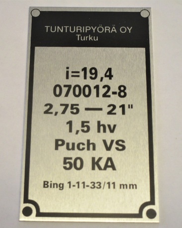 tyyppikilpi - Tunturi Automat ´1971-74 tyyppikilpi - Tunturi Automat ´1971-74