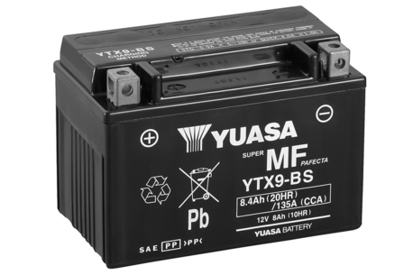 akku Yuasa YTX9-BS ( happopatruuna mukana )