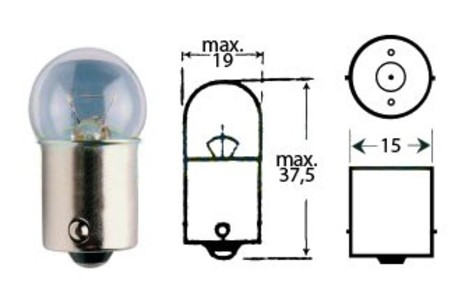 polttimo 12V 10W BA 15s ( vilkkupolttimo )