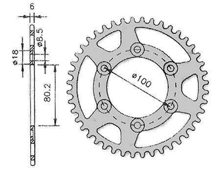 ketjuratas taka 52h, Rieju RR, Spike ketjuratas taka 52h, Rieju RR, Spike