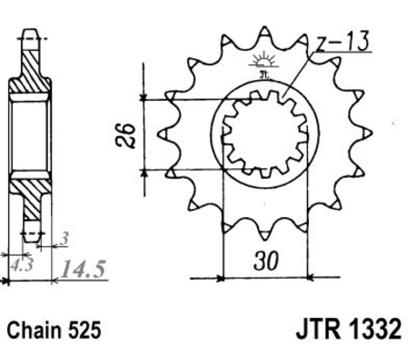 ketjuratas etu ( JT 1332 ) 15z ( Mm. NX650 Dominator ´89-01 ) ketjuratas etu ( JT 1332 ) 15z ( Mm. NX650 Dominator ´89-01 )