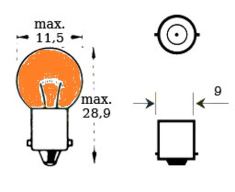 polttimo 12V 10W BA9S - oranssi