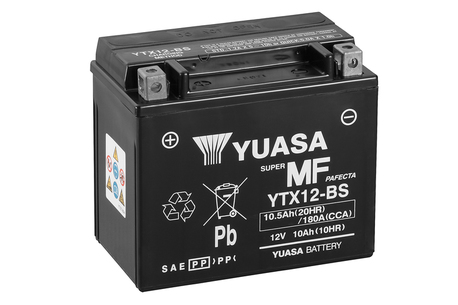 akku Yuasa YTX12-BS ( happopatruuna mukana )