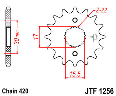 ketjuratas, etu ( JT1256 ) 420 ketjulle - 15z