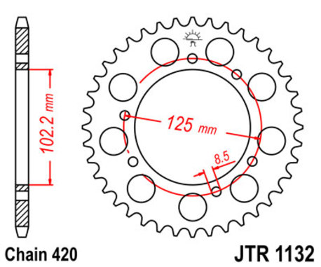 ketjuratas taka JT1132 -  Derbi Senda DRD, Pro, Racing - 48z, Rieju 50RR